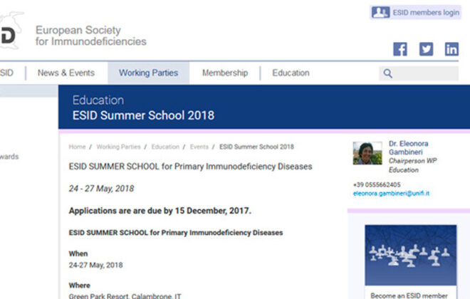 esid summer school abadip for primary inmunodeficiency diseases